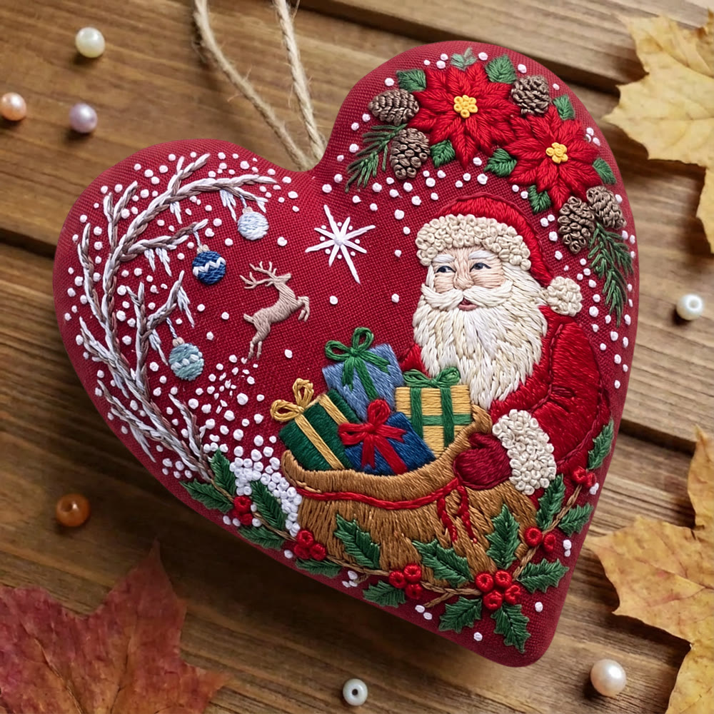Rubbyoo Herz-Stickset – Fröhliche Weihnachtsgeschenke | Weihnachtsstern-Motiv mit Weihnachtsmann | Traditionelles Weihnachtsgeschenk - image 7