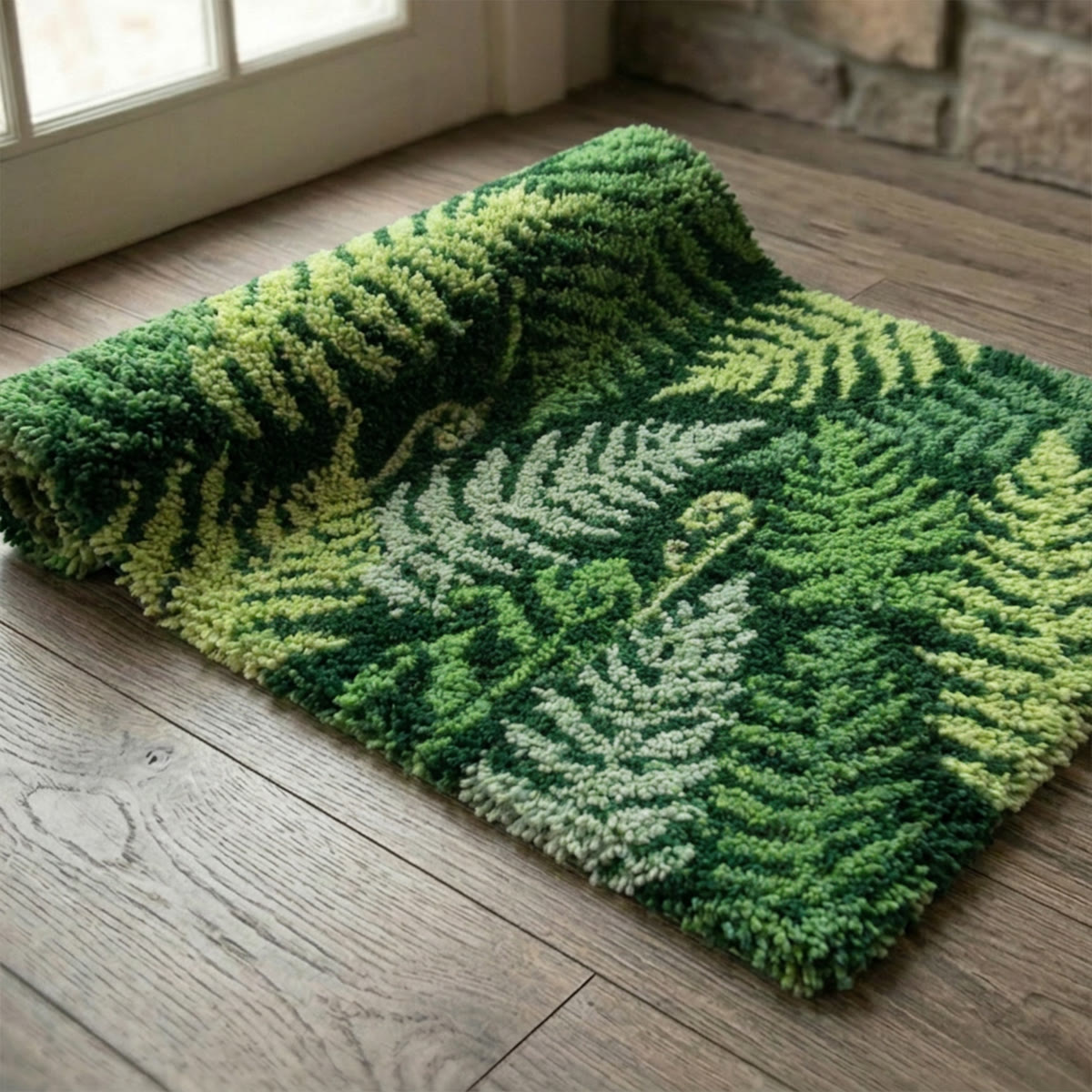 Rubbyoo Knüpfteppich-Set – Farnblätter | Geschenk für Pflanzenliebhaber | Landhausstil-Wohndeko - image 9