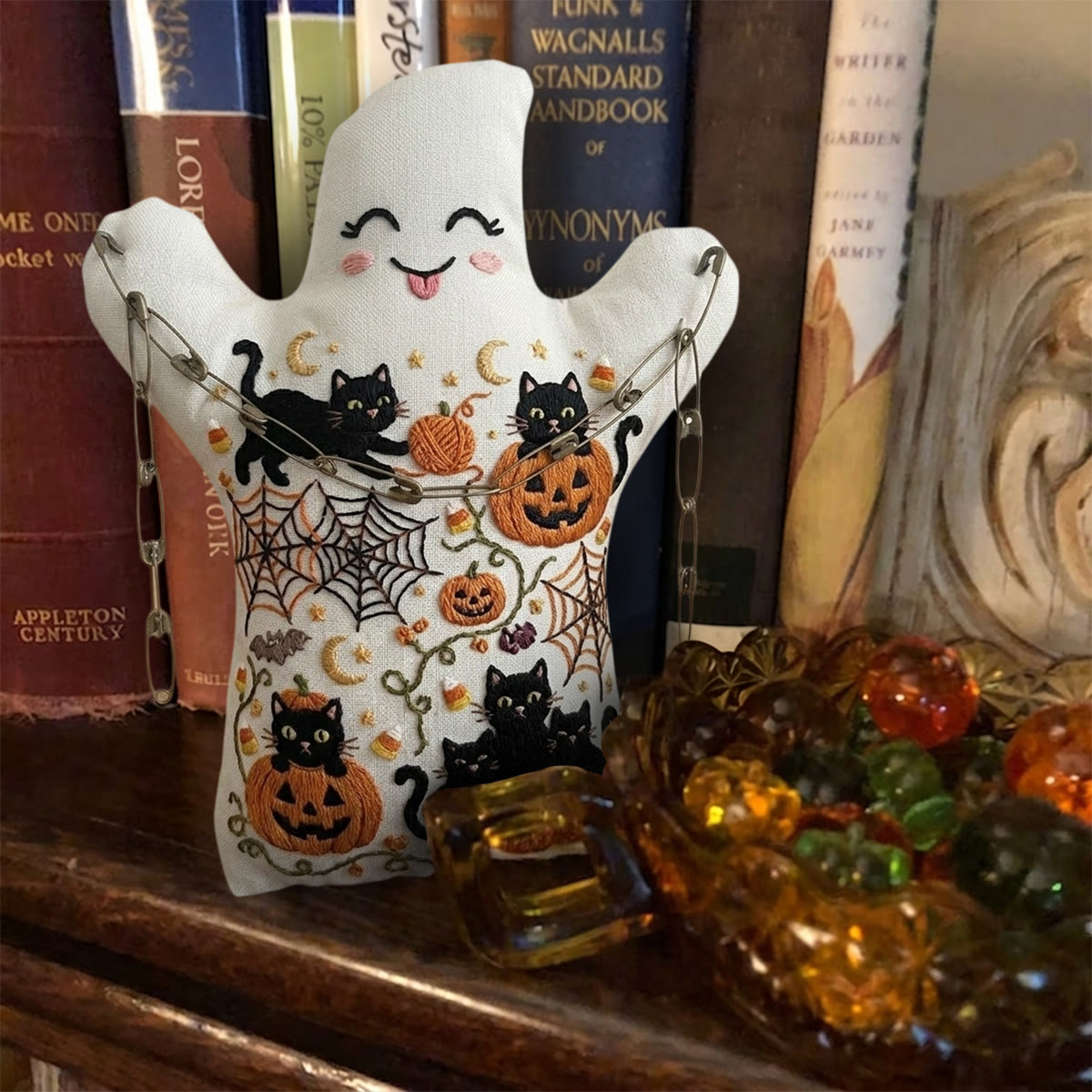 Rubbyoo Geister-Stickset – Freche Kätzchen mit Kürbislaterne | Handgemachtes Einzugsgeschenk | Halloween-Wanddeko fürs Kinderzimmer - image 6