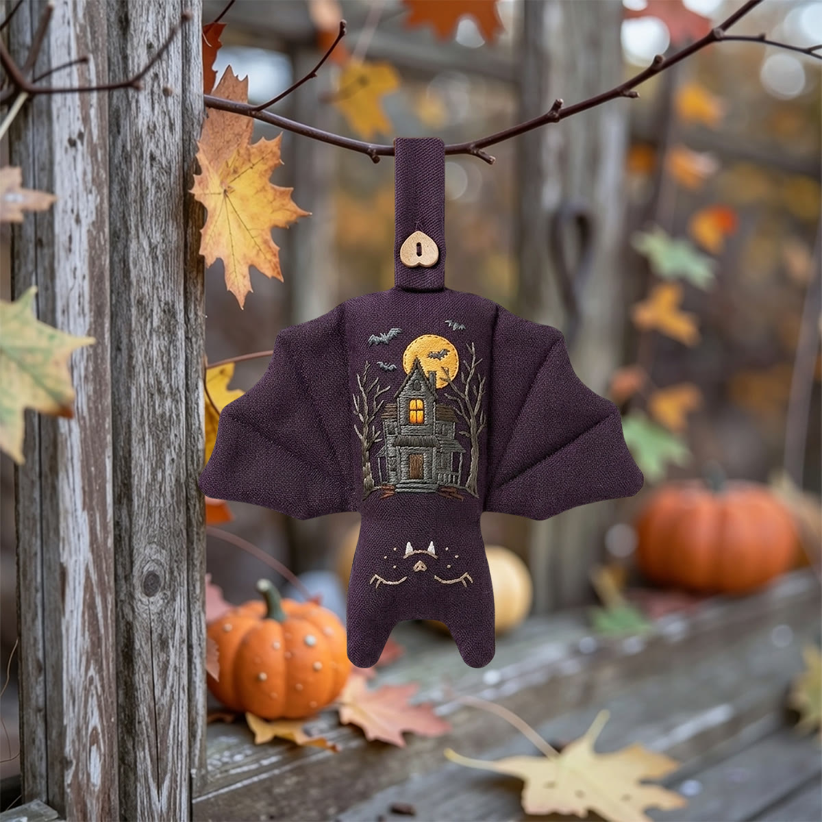 Rubbyoo Fledermaus-Stickset – Spukschloss | Dark Academia Fledermausporträt mit botanischen Akzenten | Halloween-Wanddekoration - image 4