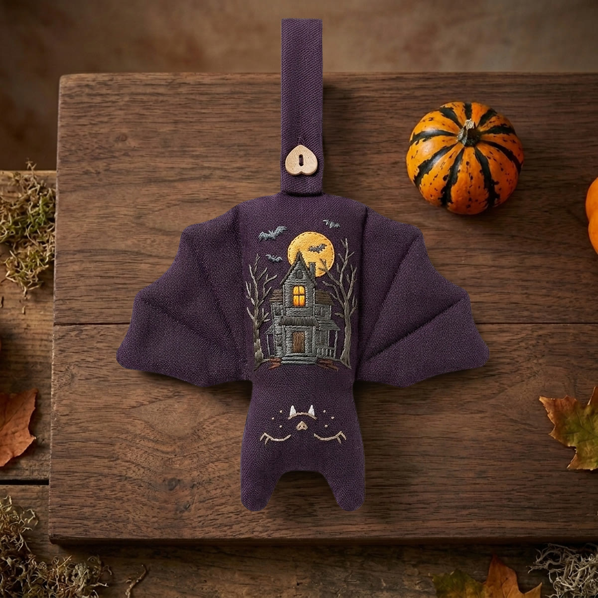 Rubbyoo Fledermaus-Stickset – Spukschloss | Dark Academia Fledermausporträt mit botanischen Akzenten | Halloween-Wanddekoration - image 7