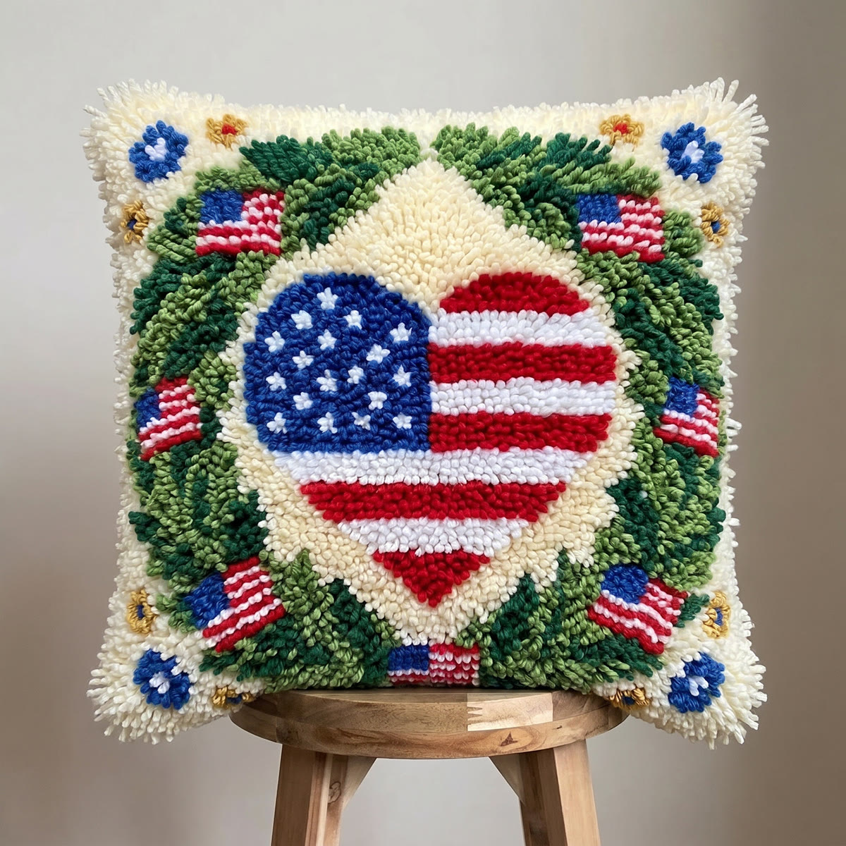 Rubbyoo Knüpfkissen-Set – Herzförmige US-Flagge | Erinnerungsgeschenk (1776–2026) | Patriotische Dekoration für Zuhause - image 8