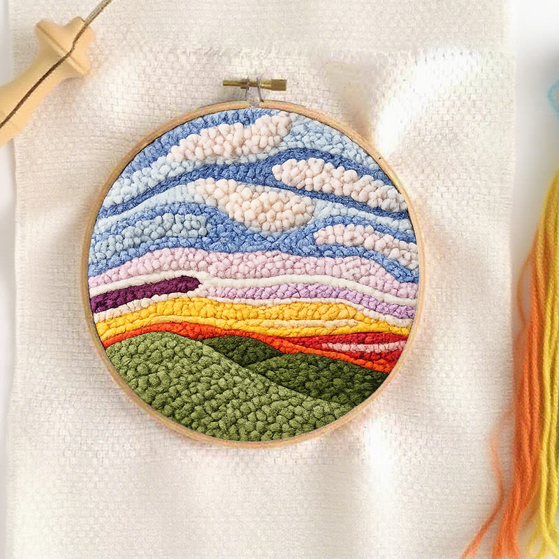 Punch-Needle-Set mit Sonnenuntergangs-Berglandschaft – Entspannendes Bastelprojekt | Gemütliche Wohnaccessoires - image 6