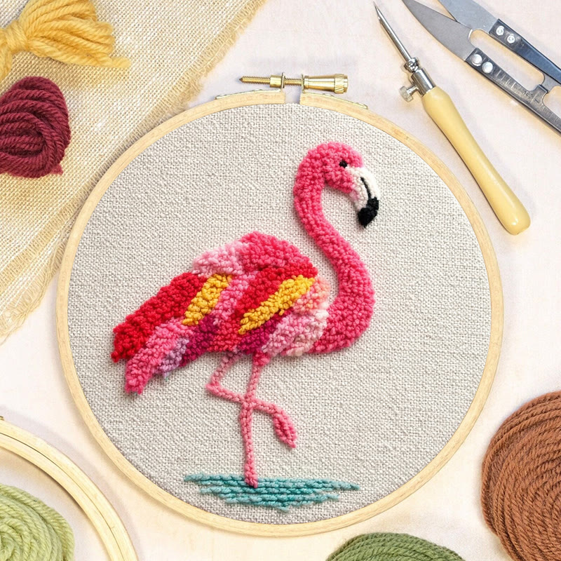 Tropisches Flamingo-Punch-Needle-Set – Bezauberndes Handarbeitsprojekt | Blickfang für Ihr Zuhause - image 4