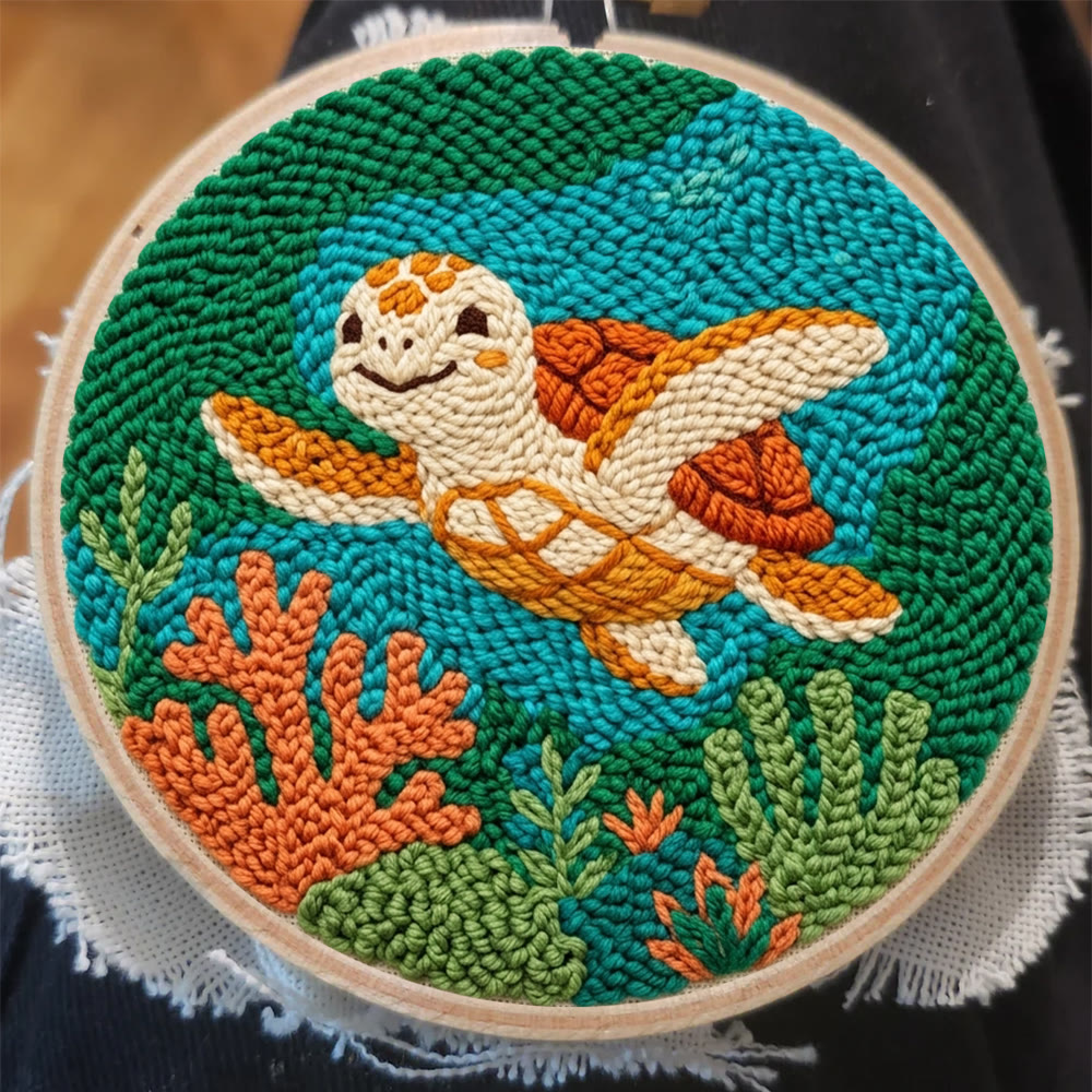 Wunderschönes Punch-Needle-Set mit Meeresschildkröten – Einfaches Bastelprojekt für Anfänger | Perfektes Geschenk für Naturliebhaber - image 2