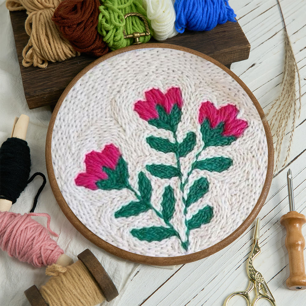 Punch-Needle-Set mit rosa Blumen – Handarbeit für Anfänger | DIY-Wanddeko - image 4