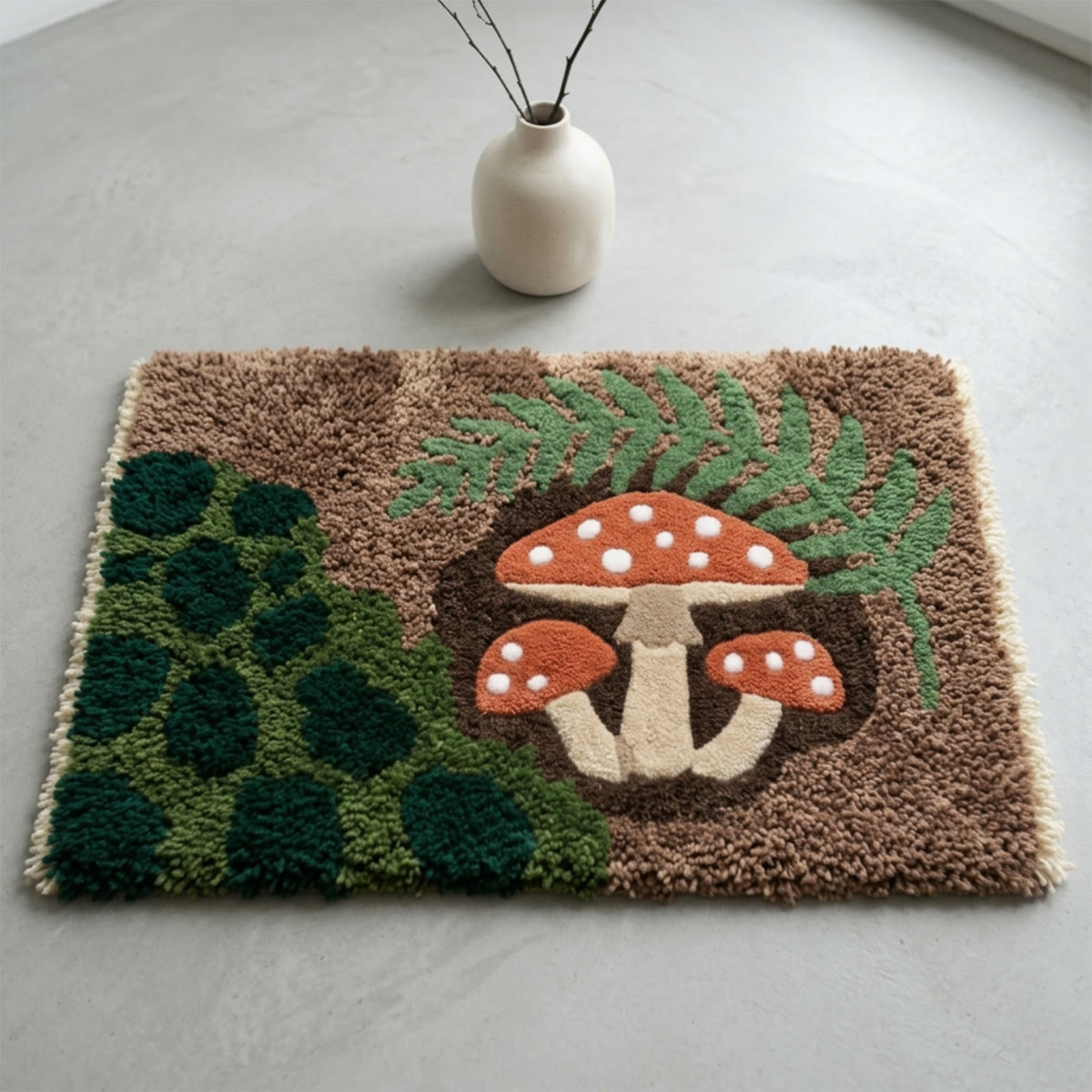 Rubbyoo Knüpfteppich-Set – Roter Pilz | Handgefertigte Badematte | Kreativer, weicher Teppich - image 7