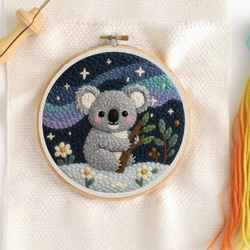 Wunderschönes Koala-Punch-Needle-Set – Handgemachte, gemütliche Schreibtischdeko | Niedliches Nähset für Kinder - image 6