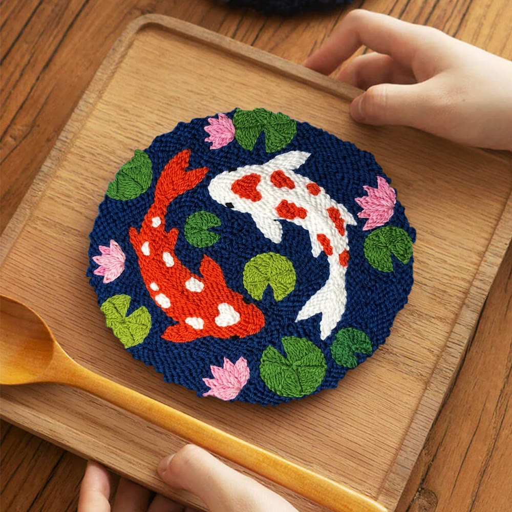 Doppel-Koi-Punch-Needle-Set – Buntes Cartoon-Muster | Geeignet für Kinder zum Selbermachen - image 5