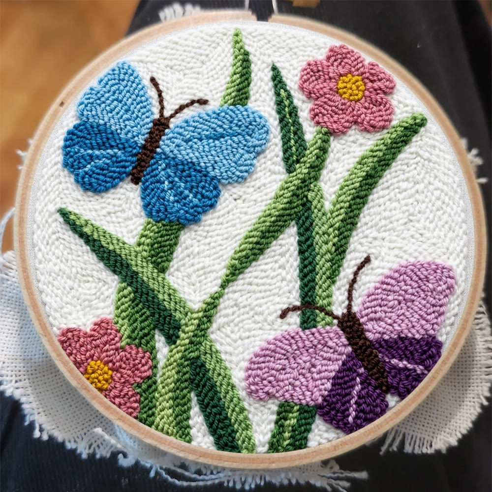 Frühlings-Schmetterlings-Punch-Needle-Set – Kreative Stickkunst | Liebevolles, handgemachtes Geschenk - image 8