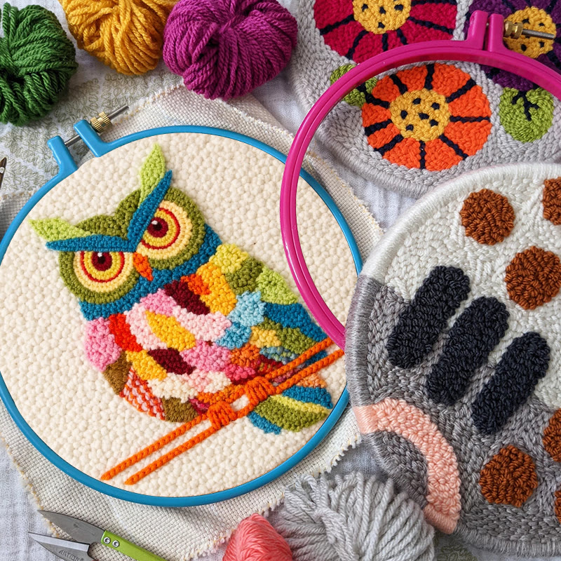 Buntes Eulen-Punch-Needle-Set – Handgefertigte Kunstprojekte | Hübsche Tier-Dekoration für Zuhause - image 7