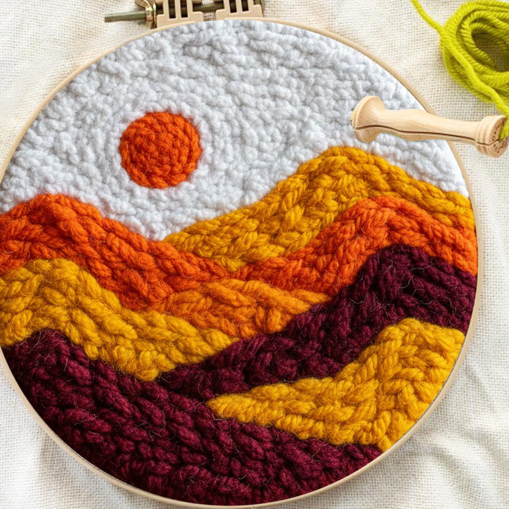 Punch-Needle-Set „Bergsonnenuntergang“ – DIY-Landschaftskunst | Perfekt für die Heimdekoration - image 8