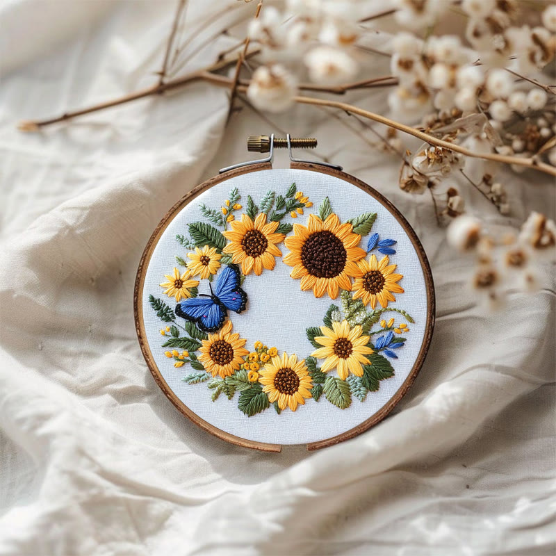 Rubbyoo Stickset – Sonnenblumenkranz und Schmetterling | Handarbeitsgeschenke - image 4