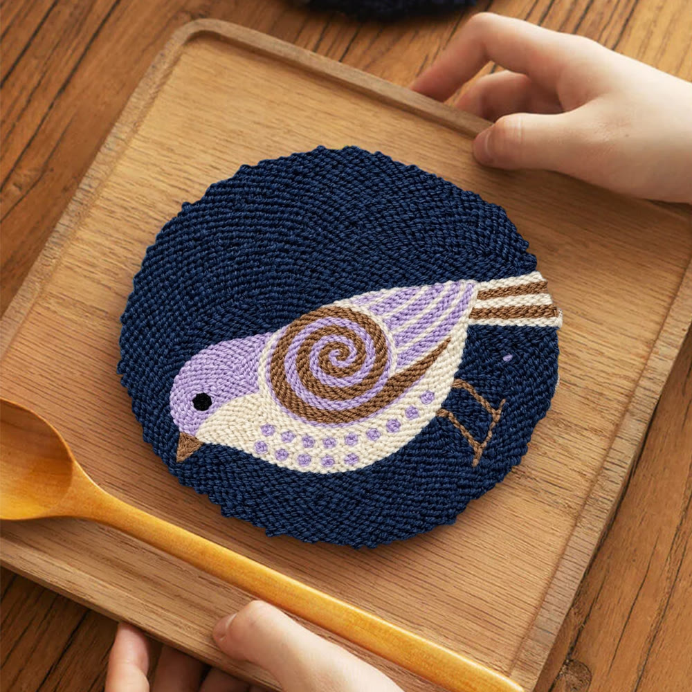 Little Bird Punch Needle Set – DIY-Garnbastelprojekt | Handgefertigter Hängeschmuck - 5-Zoll-Untersetzer-Set - image 11