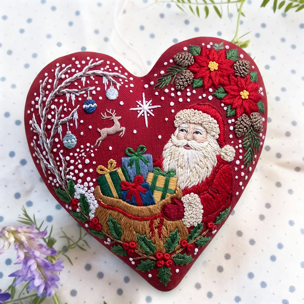 Rubbyoo Herz-Stickset – Fröhliche Weihnachtsgeschenke | Weihnachtsstern-Motiv mit Weihnachtsmann | Traditionelles Weihnachtsgeschenk - image 5