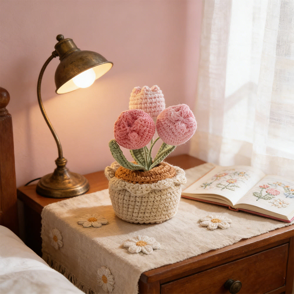 Lutoku Tulpen Häkeln – Blumendekoration für Zuhause | Schönes Weihnachtsgeschenk - Rosa - image 3