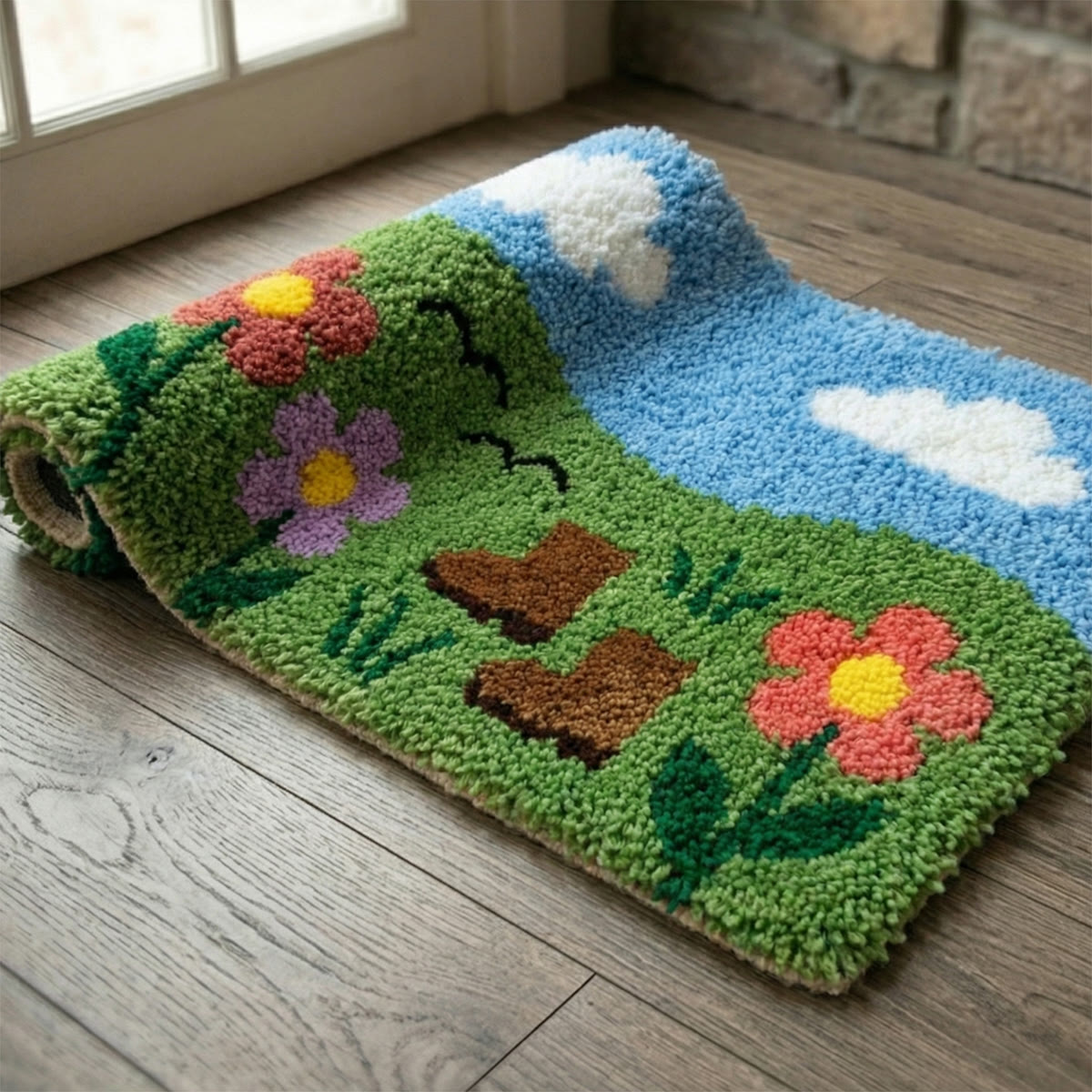 Rubbyoo Knüpfteppich-Set – Frühlingspicknick | Einzigartiger Akzentteppich | Perfektes Geschenk für Mama - image 5