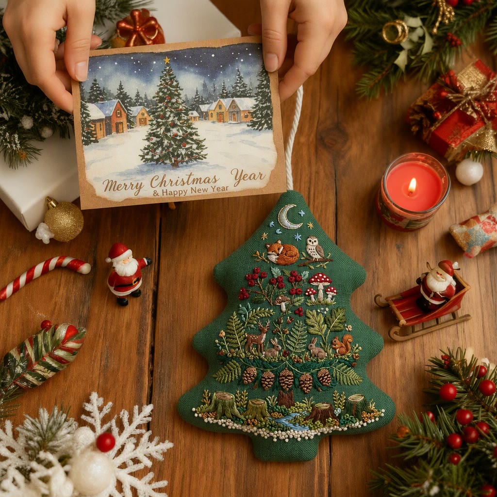 Rubbyoo Stickset in Baumform – Fantasiewald im Mondschein | Weihnachtliches Bastelgeschenk für Naturliebhaber | Winterliche Waldtier-Dekoration - image 7