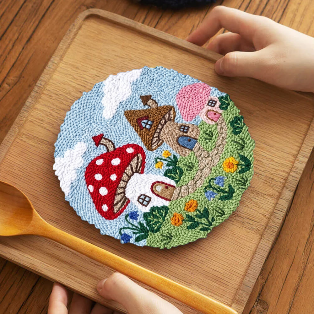 Punch-Needle-Set „Pilzhaus-Paradies“ – Märchenhaftes Muster | Perfektes Nähset als Geschenk für Sie - image 10