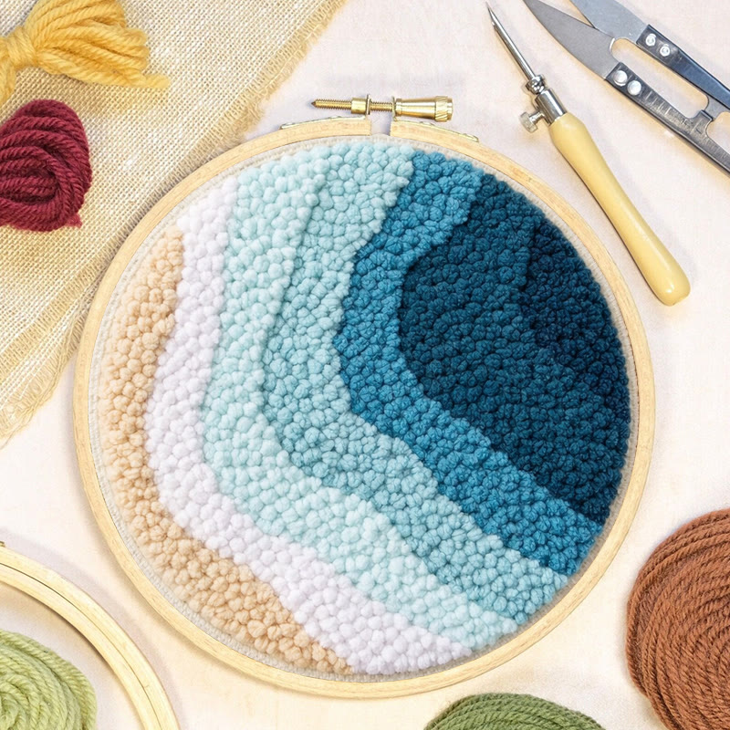 Punch-Needle-Set „Küstenwellenmuster“ – DIY-Projekt für Anfänger | Charmante Wohnaccessoires - image 8