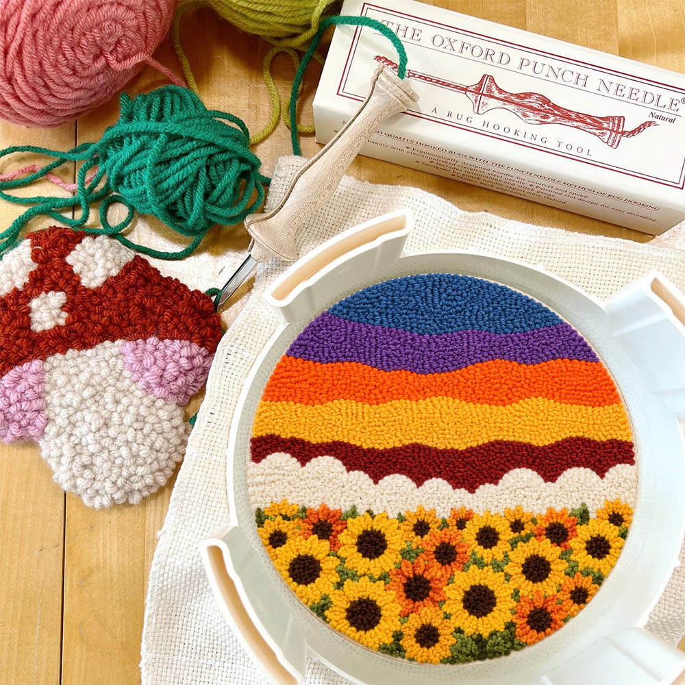 Sonnenblumenfeld im Sonnenuntergang – Punch-Needle-Set – Warme, florale Farben | Gemütliche Dekoration - image 10