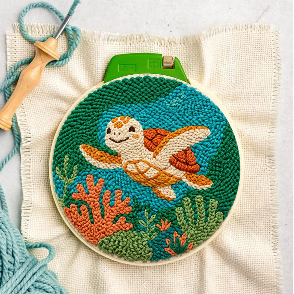 Wunderschönes Punch-Needle-Set mit Meeresschildkröten – Einfaches Bastelprojekt für Anfänger | Perfektes Geschenk für Naturliebhaber - image 5