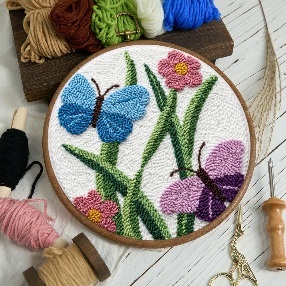 Frühlings-Schmetterlings-Punch-Needle-Set – Kreative Stickkunst | Liebevolles, handgemachtes Geschenk - image 4