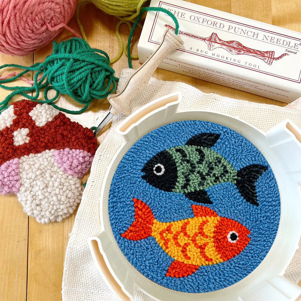 Doppeltes Goldfisch-Punch-Needle-Set – Ozean-inspiriertes Fischmotiv | Handgemachtes Geschenk für Bastelliebhaber - image 9
