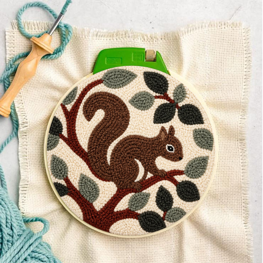 Eichhörnchen-Punch-Needle-Set – Handgenähtes, getuftetes neues Hobby | Wunderschönes Geschenk mit Tiermotiven für Kinder - image 9
