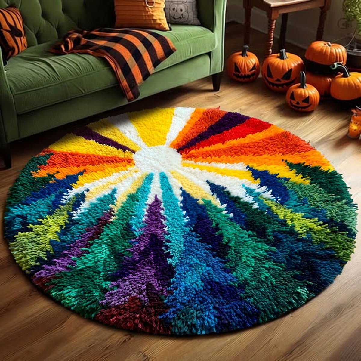 Rubbyoo Knüpfteppich-Set – Lebendiger Regenbogenwald | Moderner Tufting-Teppich | Abstrakte Farbgestaltung für Ihr Zuhause - image 7