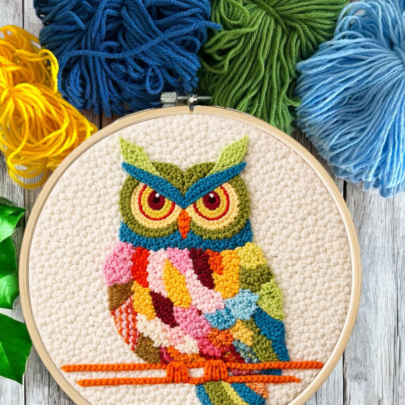 Buntes Eulen-Punch-Needle-Set – Handgefertigte Kunstprojekte | Hübsche Tier-Dekoration für Zuhause - image 5
