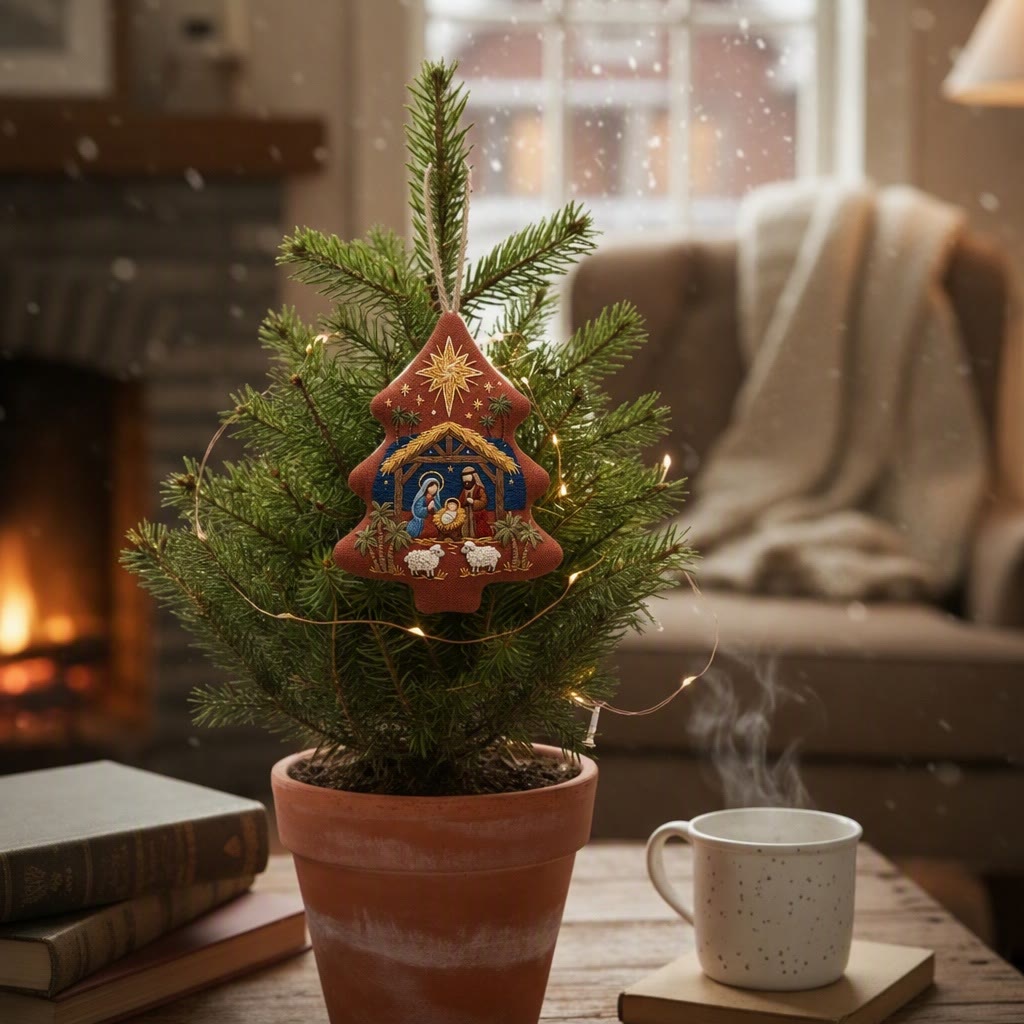 Rubbyoo Stickset in Baumform – Weihnachtskind Jesus | Krippenszene als Bastelgeschenk | Religiöse DIY-Dekoration für Anfänger - image 4