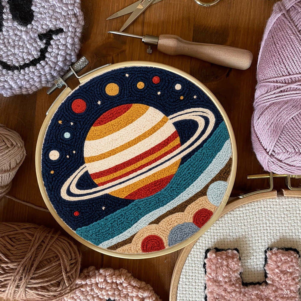 Sternenklare Kosmische Nacht Punch Needle Set – DIY-Zimmerdeko im Planeten-Design | Besonderes Geschenk für Astronomie-Fans - image 5