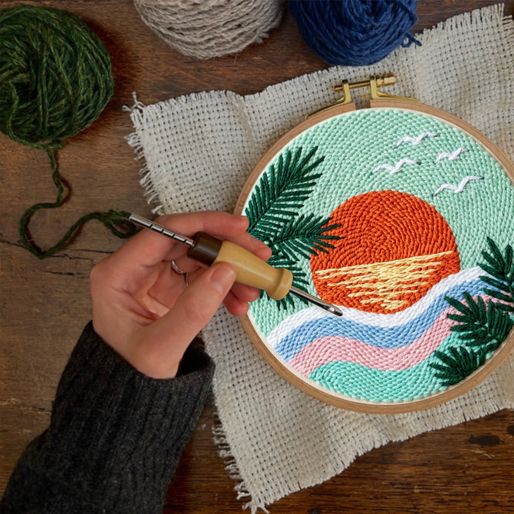 Vibrant Sunset Punch Needle Kit - Summer Landscape Art | Handmade Gift Idea - image 8