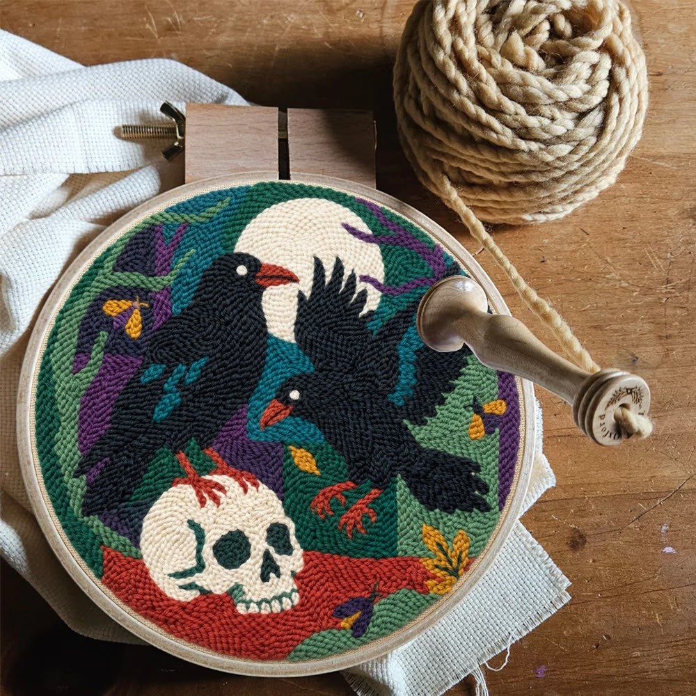Midnight Raven Punch Needle Kit – Dunkle Ästhetik Stickrahmen | Gothic-Akzent für die Gruselsaison - image 8