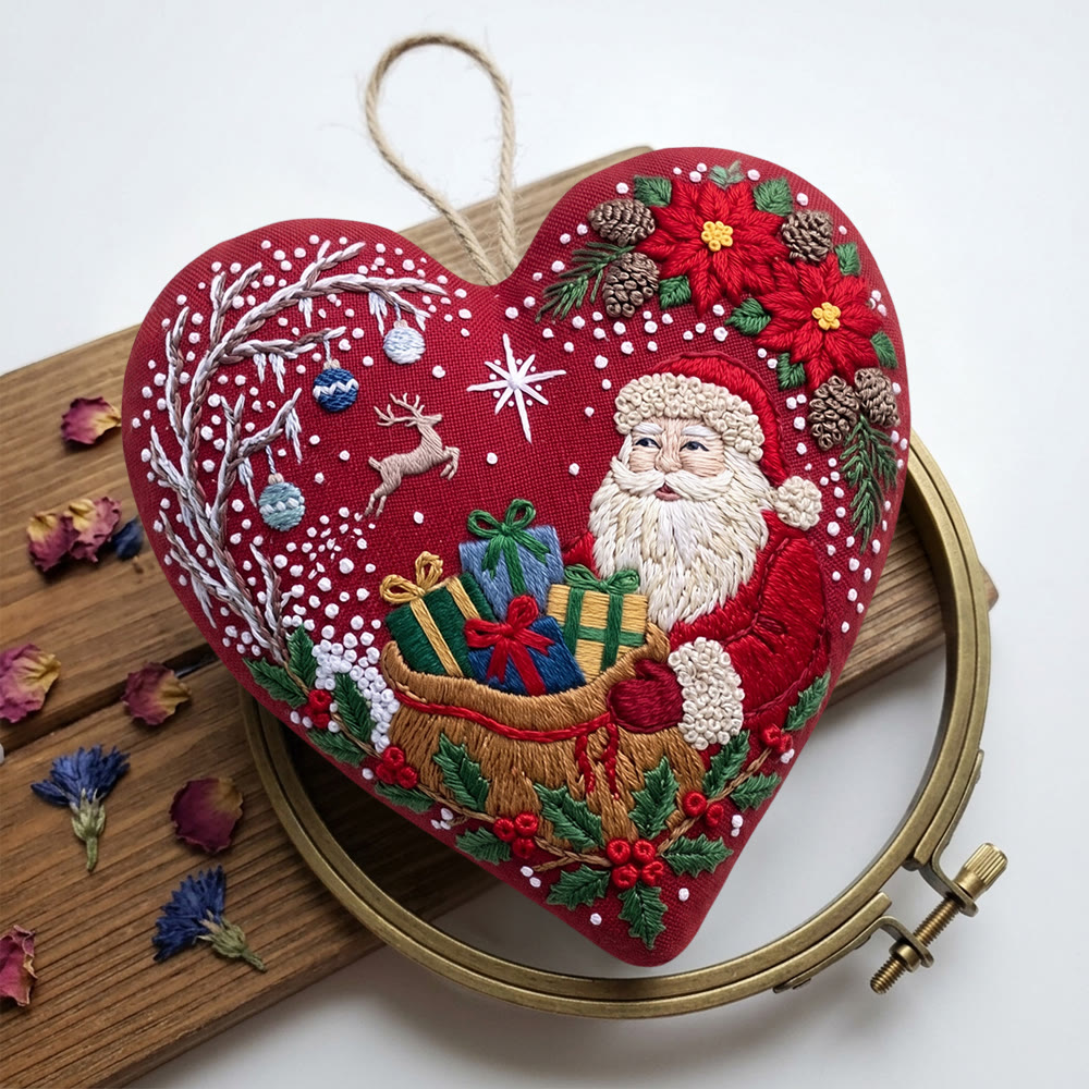 Rubbyoo Herz-Stickset – Fröhliche Weihnachtsgeschenke | Weihnachtsstern-Motiv mit Weihnachtsmann | Traditionelles Weihnachtsgeschenk - image 6