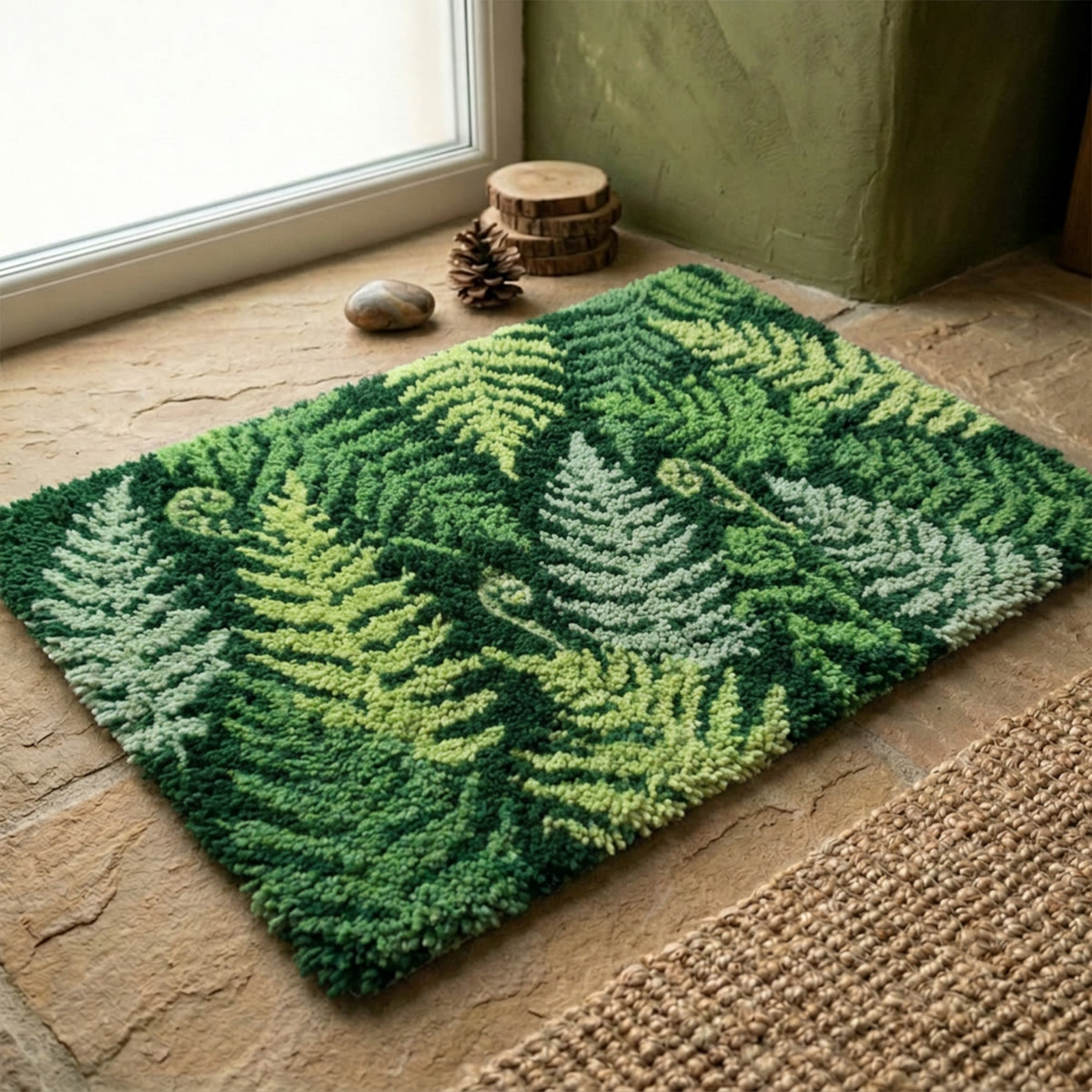 Rubbyoo Knüpfteppich-Set – Farnblätter | Geschenk für Pflanzenliebhaber | Landhausstil-Wohndeko - image 7