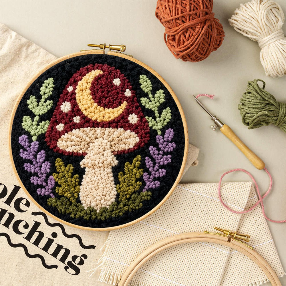 Gotischer Wald – Punch-Needle-Set – Nähprojekt für Anfänger | Verspieltes Pilz- und Blumenmotiv - image 7