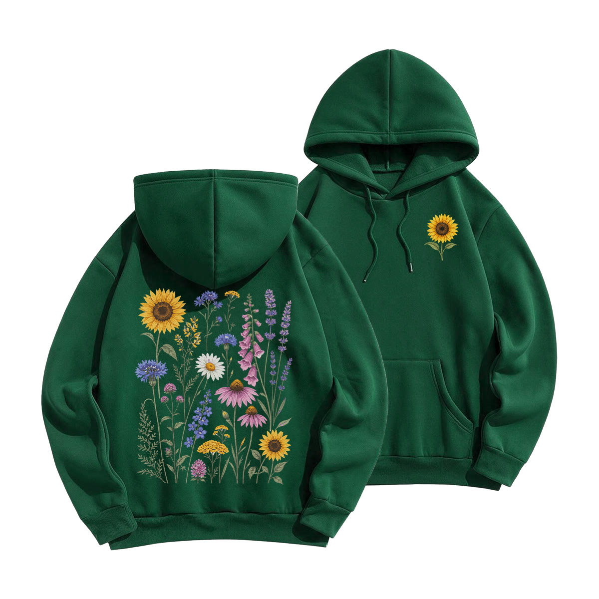 Rubbyoo Unisex-Hoodie „Sonnenblumengarten“ für Blumenliebhaber - Grün - 2XL - image 22