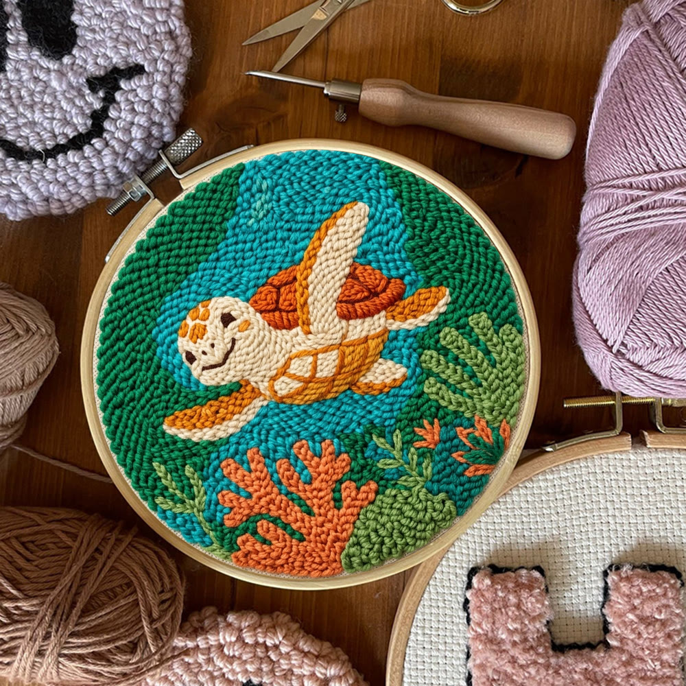 Wunderschönes Punch-Needle-Set mit Meeresschildkröten – Einfaches Bastelprojekt für Anfänger | Perfektes Geschenk für Naturliebhaber - image 7