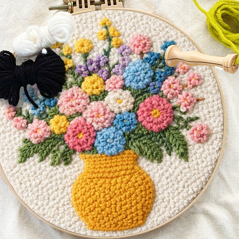 Lebendiges Blumenbouquet-Punch-Needle-Set – Exquisite Handarbeit | Perfektes Geschenk für Pflanzenliebhaber - image 11