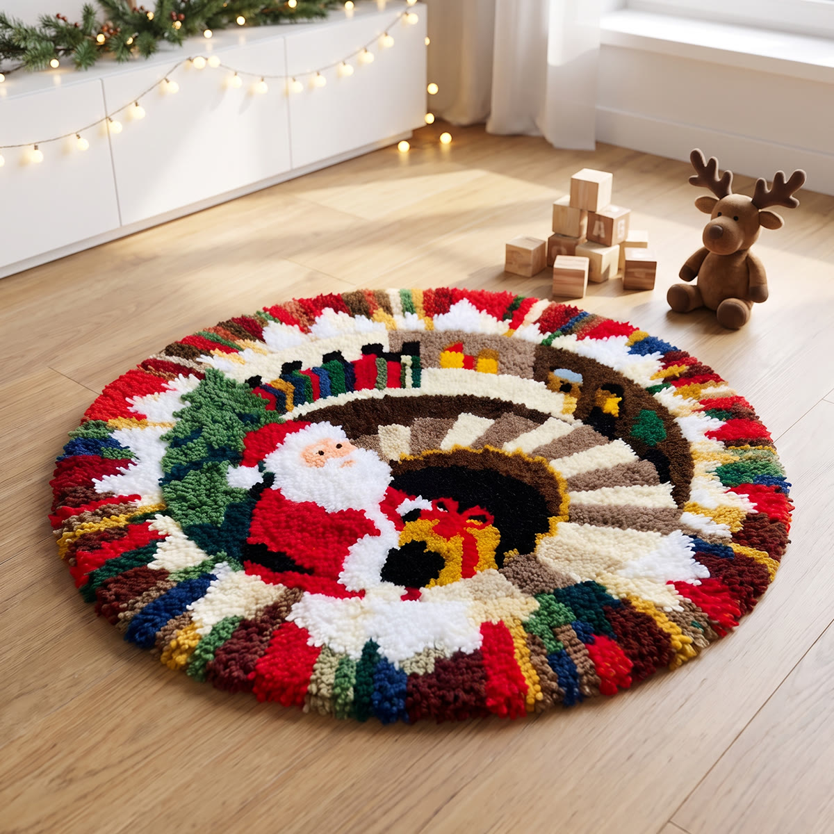 Rubbyoo Knüpfteppich-Set – Weihnachtsmann-Überraschung | Matte mit 3D-Optik | Verspielte Weihnachtsdekoration - image 6