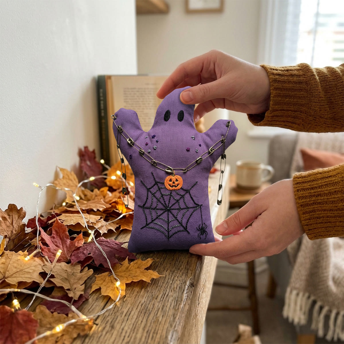 Rubbyoo Geister-Stickset – Kürbis-Spinnennetz | Vintage-Halloween-Geschenk für Anfänger | Festliche Dekoration für Zuhause - image 6