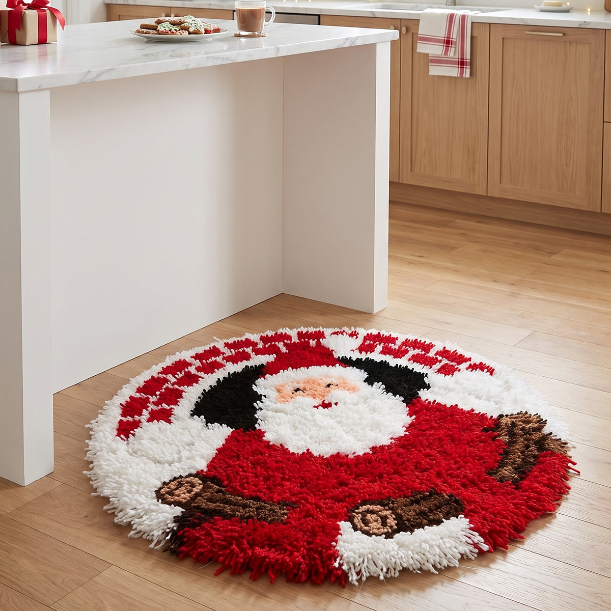 Rubbyoo Knüpfteppich-Set – Fröhlicher alter Heiliger | Gemütliche Fußmatte für Weihnachtsfeiern | Handgefertigter Einzugsteppich - image 6