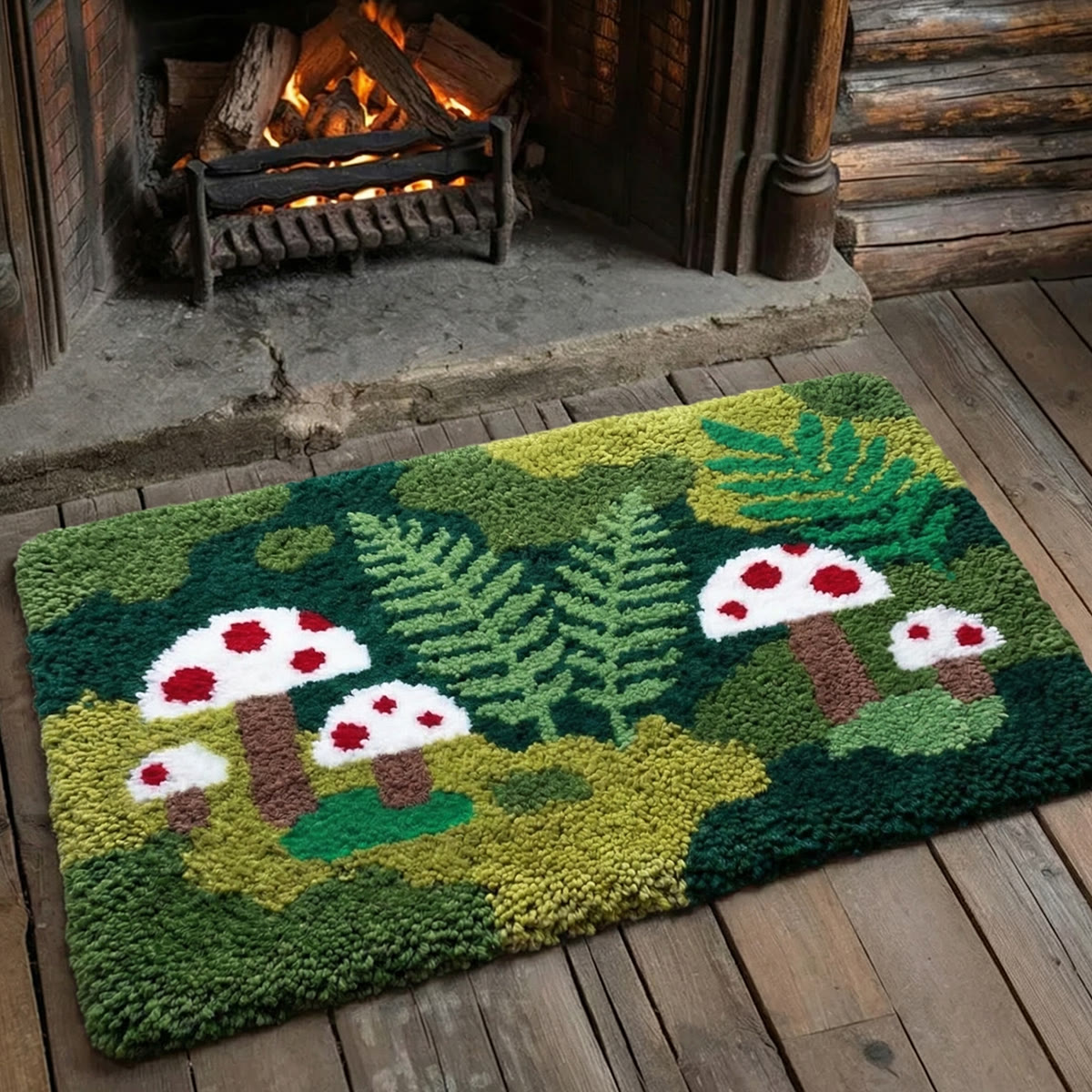 Rubbyoo Knüpfteppich-Set – Vintage-Pilz | Handgefertigter moderner Teppich | Weiches Plüsch-Bastelset - image 4