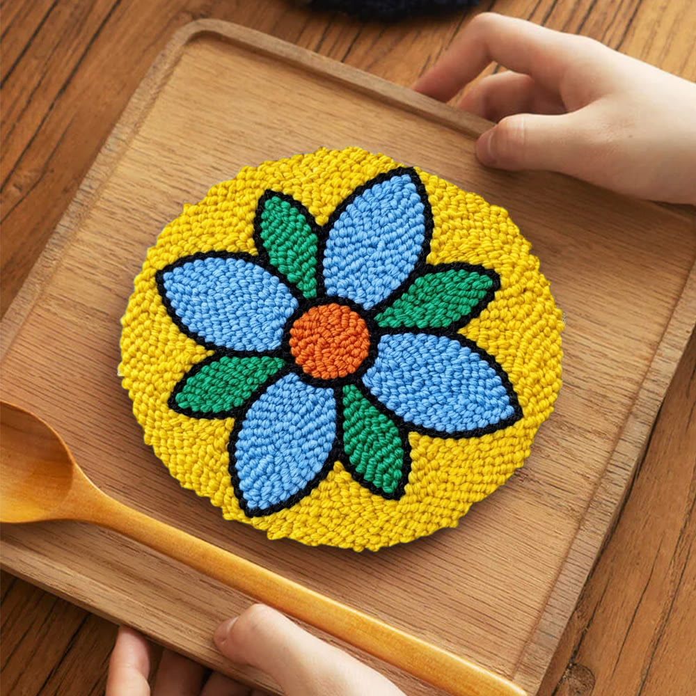 Lebendiges Blütenblatt-Punch-Needle-Set – Einfache Handarbeit | Einzigartiger Wandbehang - 5-Zoll-Untersetzer-Set - image 11