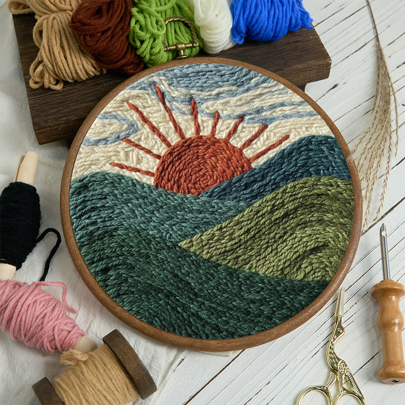 Punch Needle Set „Bergsonnenaufgang-Horizont“ – Anfängerfreundliches DIY | Ruhige Wohnatmosphäre - image 12