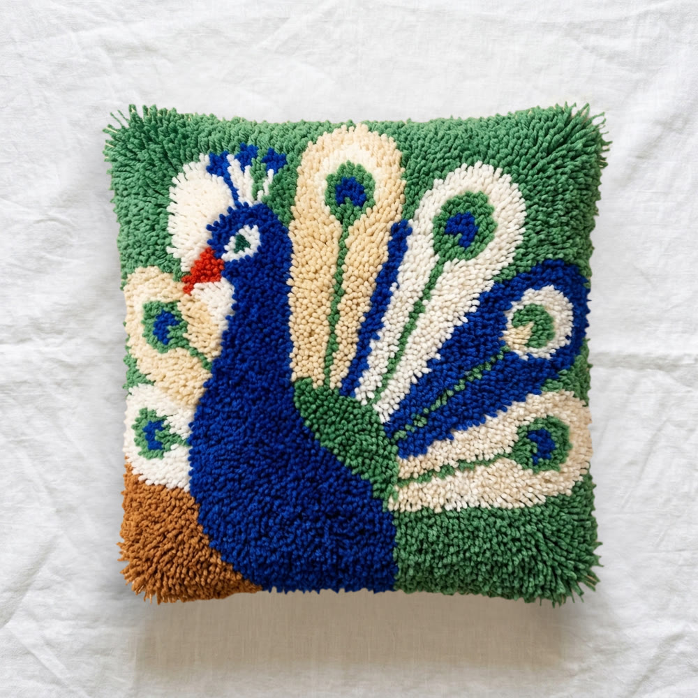 Rubbyoo Knüpfkissen-Set – Eleganter Pfau | Sofakissenbezug | Gestepptes Wohnaccessoire - image 7