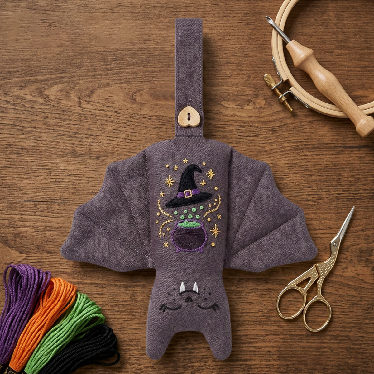 Rubbyoo Fledermaus-Stickset – Hexenkessel | Hexenhafte Halloween-Bastelidee für Anfänger | Festliche Kinderzimmerdeko - image 11