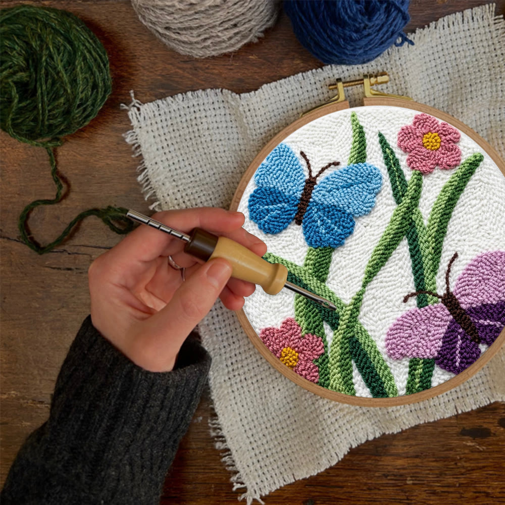 Frühlings-Schmetterlings-Punch-Needle-Set – Kreative Stickkunst | Liebevolles, handgemachtes Geschenk - image 7